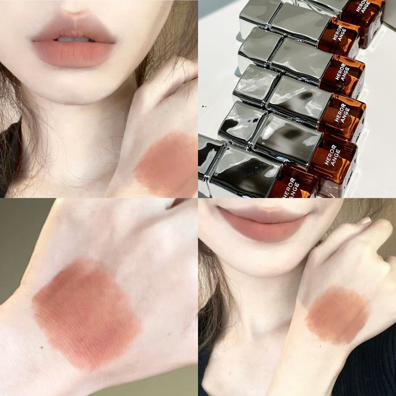 2024 new autumn and winter light mist thick tone velvet lip glaze cool girl dark lip mud matte versatile novice nude makeup