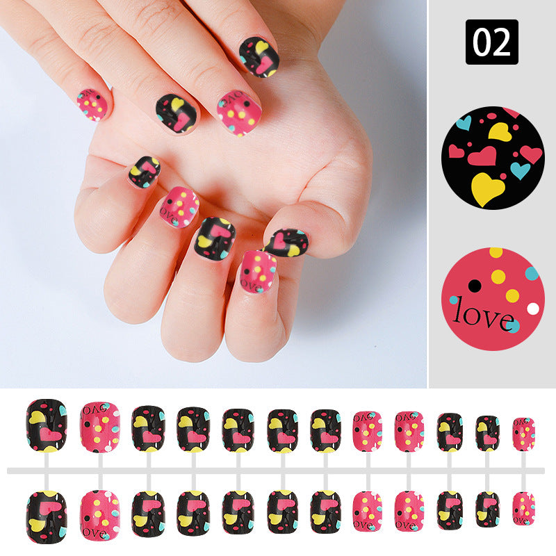 Nail art children's nails cute wearable nails nails children's false nails strip nails finished nails