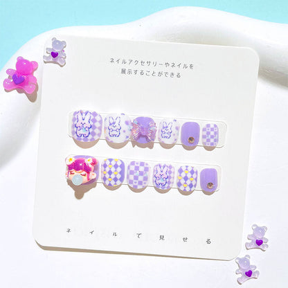 2024 new nail art stickers for children and girls with diamond nail stickers for wearing nail art nail stickers with jelly glue