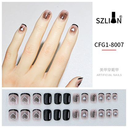 New hot sale wearable nail tips wholesale French simple ice transparent nail art finished product removable nail stickers thin