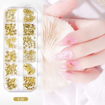 Nail accessories rhinestones flat bottom diamonds hollow rivet nail stickers diamond sequins colored diamonds flat bottom pearl shell pieces Japanese style