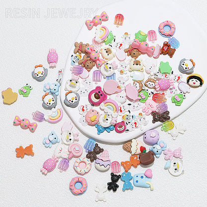 2024 new cross-border soft clay cartoon nail accessories resin mixed patch Japanese style hot sale