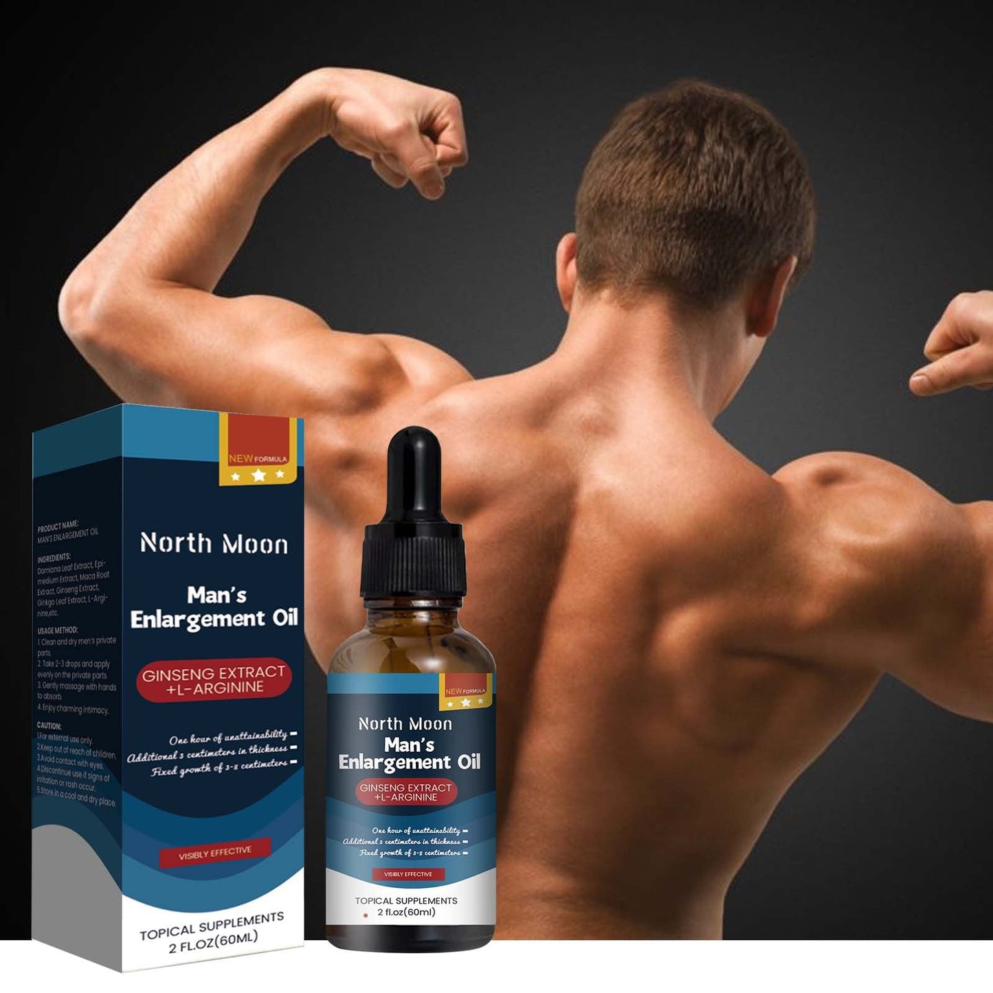 North Moon Men's Body Massage Oil Men's Body Care Enhance Endurance Vitality Massage Oil 