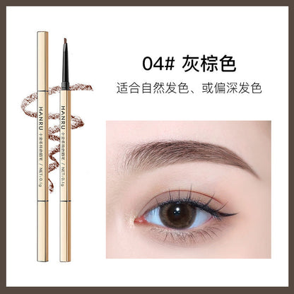 Small gold bar double-headed eyebrow pencil with ultra-fine head, extremely fine, waterproof, sweat-proof, long-lasting, non-fading, non-smudged, natural mist eyebrow makeup