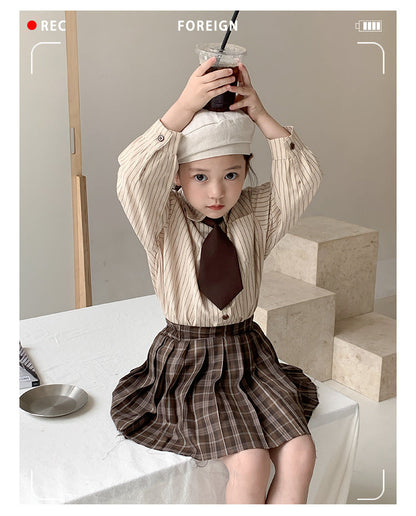 Korean children's clothing 2024 autumn new girls' college style long-sleeved shirt Korean version of small and medium-sized children's fashionable lapel shirt