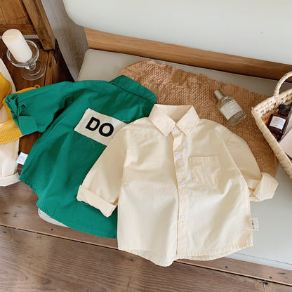 Children's shirt 2024 Bangcheng spring new boy's letter patch shirt Korean casual jacket trend F0057