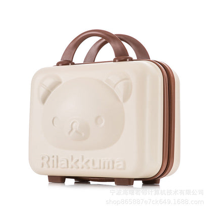 14 inch cute cartoon 3D bear carry-on luggage cosmetic small box bag password box lightweight mini storage box for women 