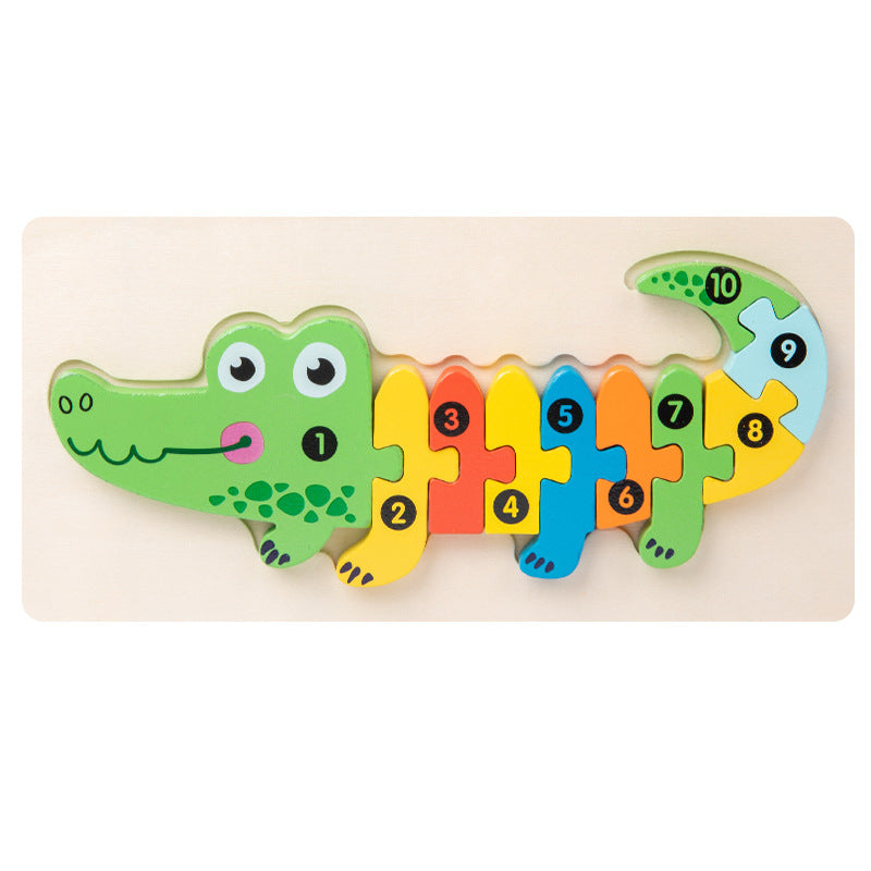 Wooden early education cognitive children's educational toys building blocks animal transportation shape matching 3d three-dimensional puzzle wholesale