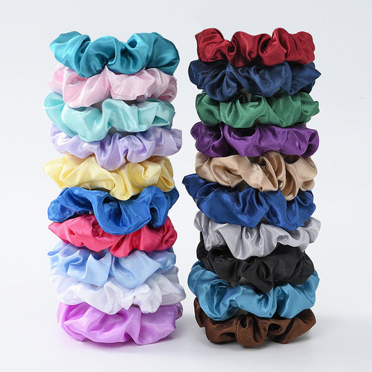 Cross-border pure color satin black ponytail headdress wholesale high elastic ladies all-match pig intestine hair ring headband mixed batch