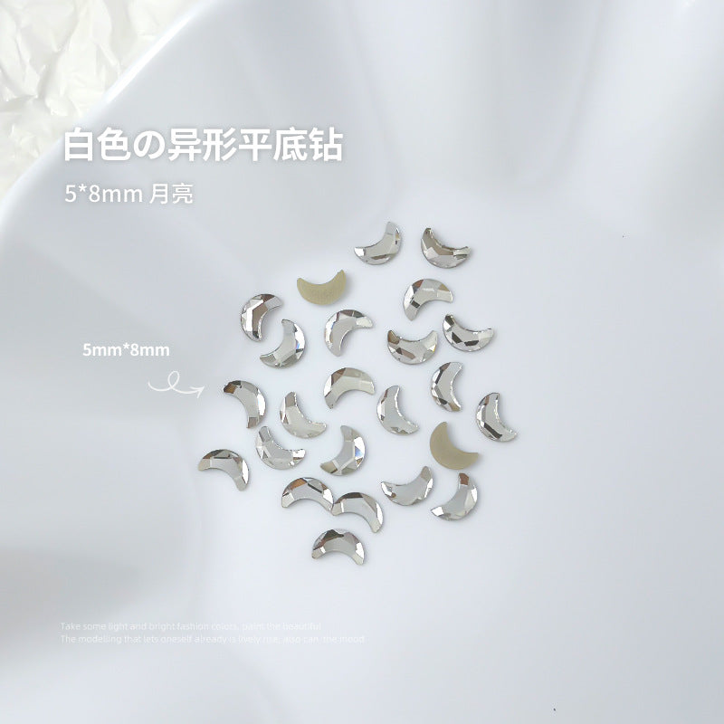 Nail jewelry flat bottom special shaped diamonds large and small mini water drop love square diamonds transparent diamonds white crystal wholesale