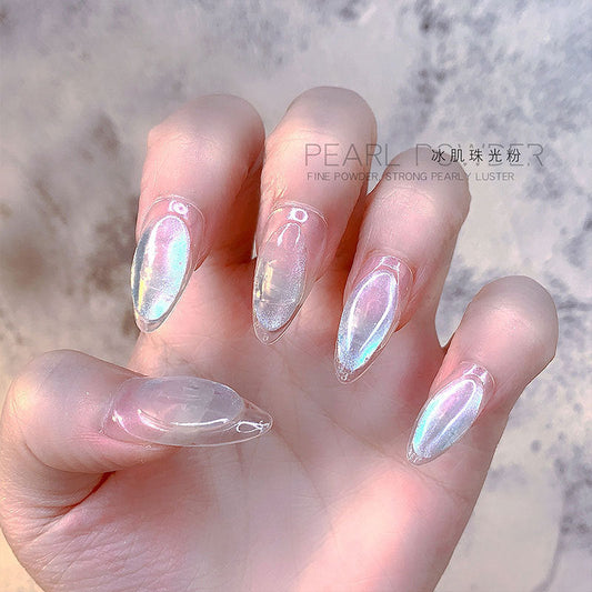 Cross-border new ice block nail art pearl powder ice muscle powder fairy high gloss powder ice transparent nail art shop dedicated wholesale