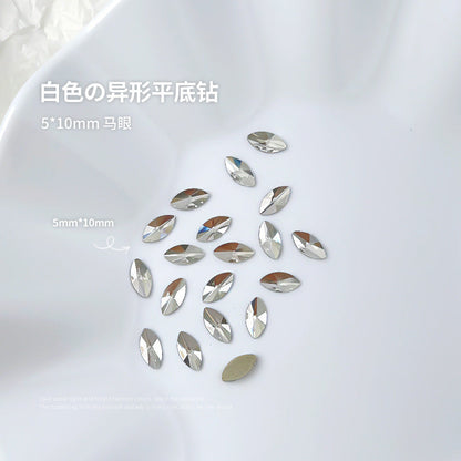 Nail jewelry flat bottom special shaped diamonds large and small mini water drop love square diamonds transparent diamonds white crystal wholesale