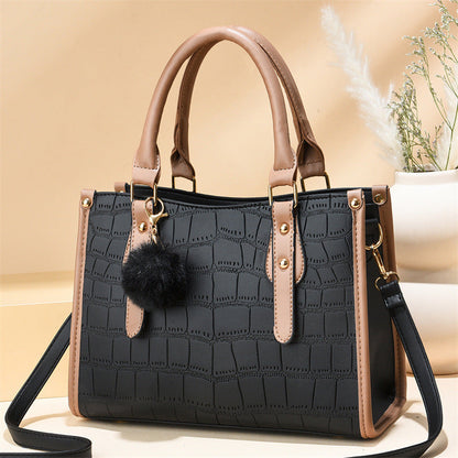 Women's bag 2024 autumn and winter new tote bag simple crocodile pattern litchi pattern large capacity handheld women's shoulder messenger bag 