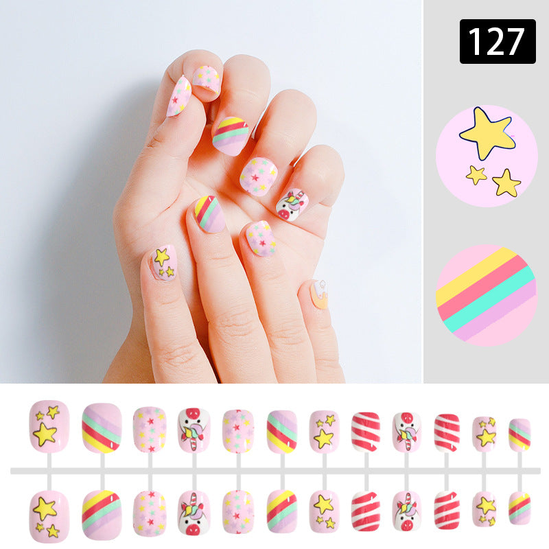 Nail art children's nails cute wearable nails nails children's false nails strip nails finished nails