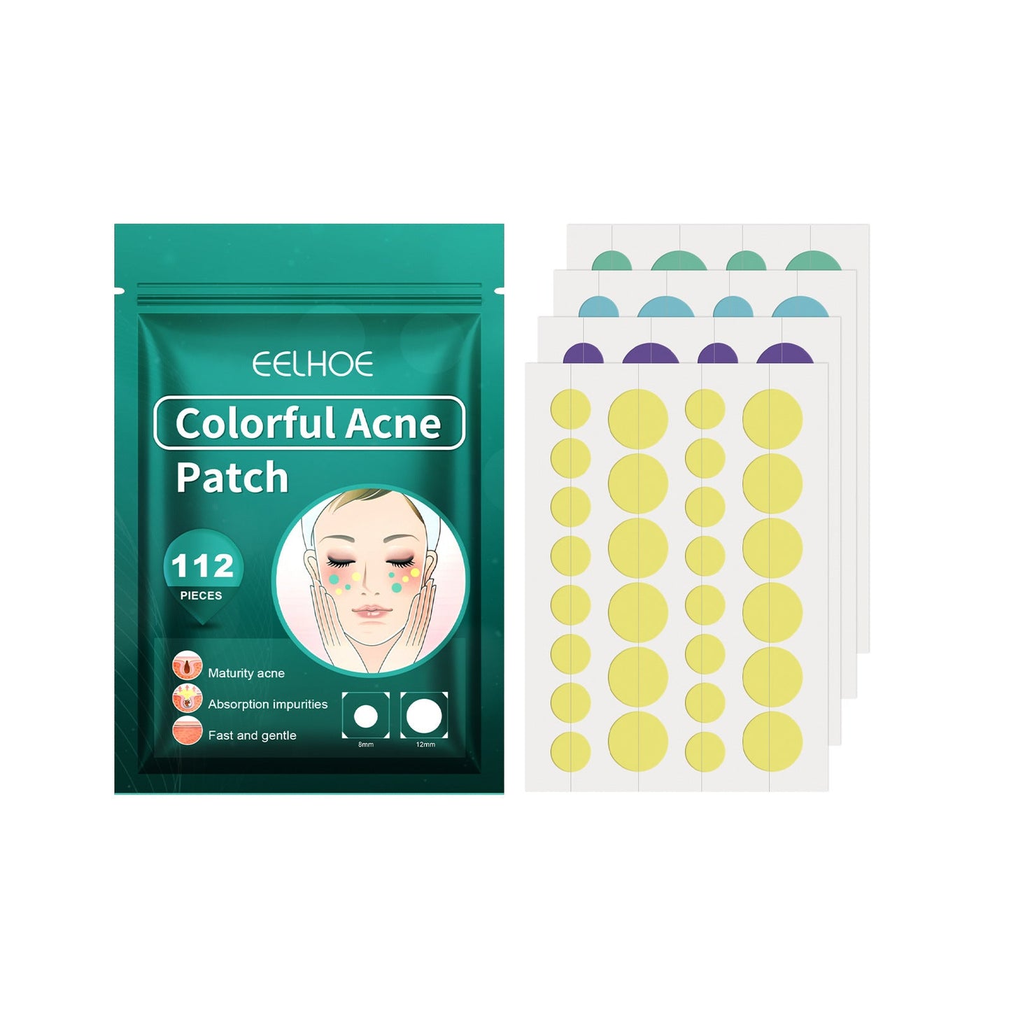 EELHOE Colored Acne Patch សម្អាតផ្ទៃមុខមិនស្អាត បំបាត់មុន រន្ធញើស តុល្យភាពស្បែក 