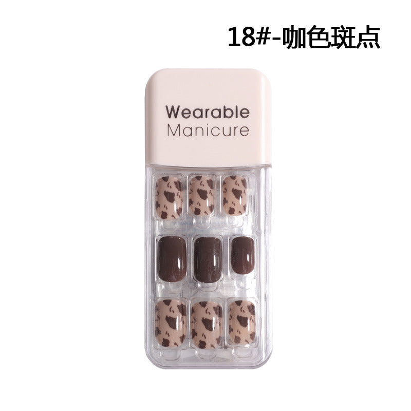 BK wearable nail art patch finished product wholesale spring and winter whitening jelly glue wear and tear square nail piece nail30