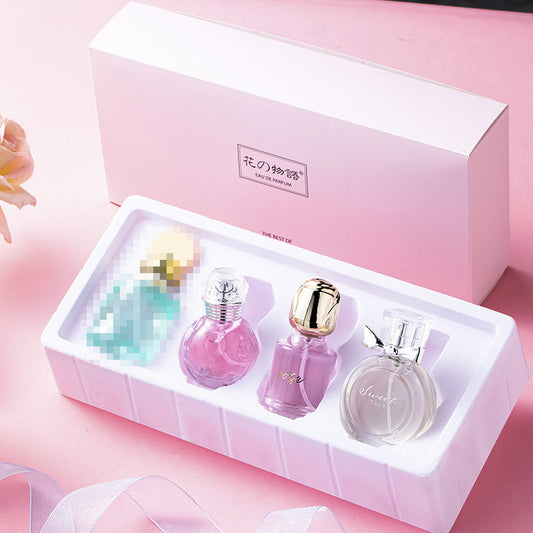 New product Flower Story Women's Perfume Four-piece Set Light and Long-lasting Fragrance Student Girl Live Broadcast Set Southeast Asia 