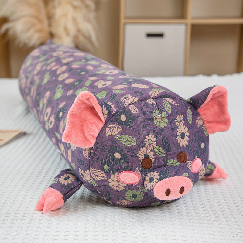 Pig pillow doll pillow cushion three-layer gauze removable and washable multi-functional pillow long pillow side sleeping