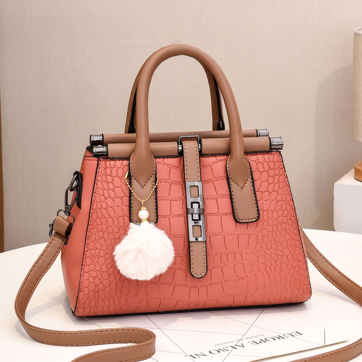 2024 new women's bag European and American crocodile pattern handbag elegant fashion large capacity trendy shoulder crossbody bag one piece dropshipping 