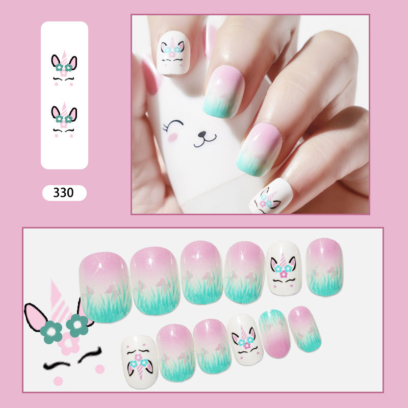 Manicure children wear cat nail pieces children's patches finished nail pieces fake nails adhesive nail pieces stickers bag