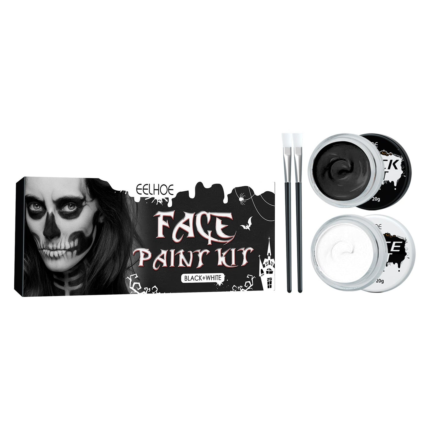 EELHOE Halloween black and white body paint body paint vampire skull face zombie makeup pigment 