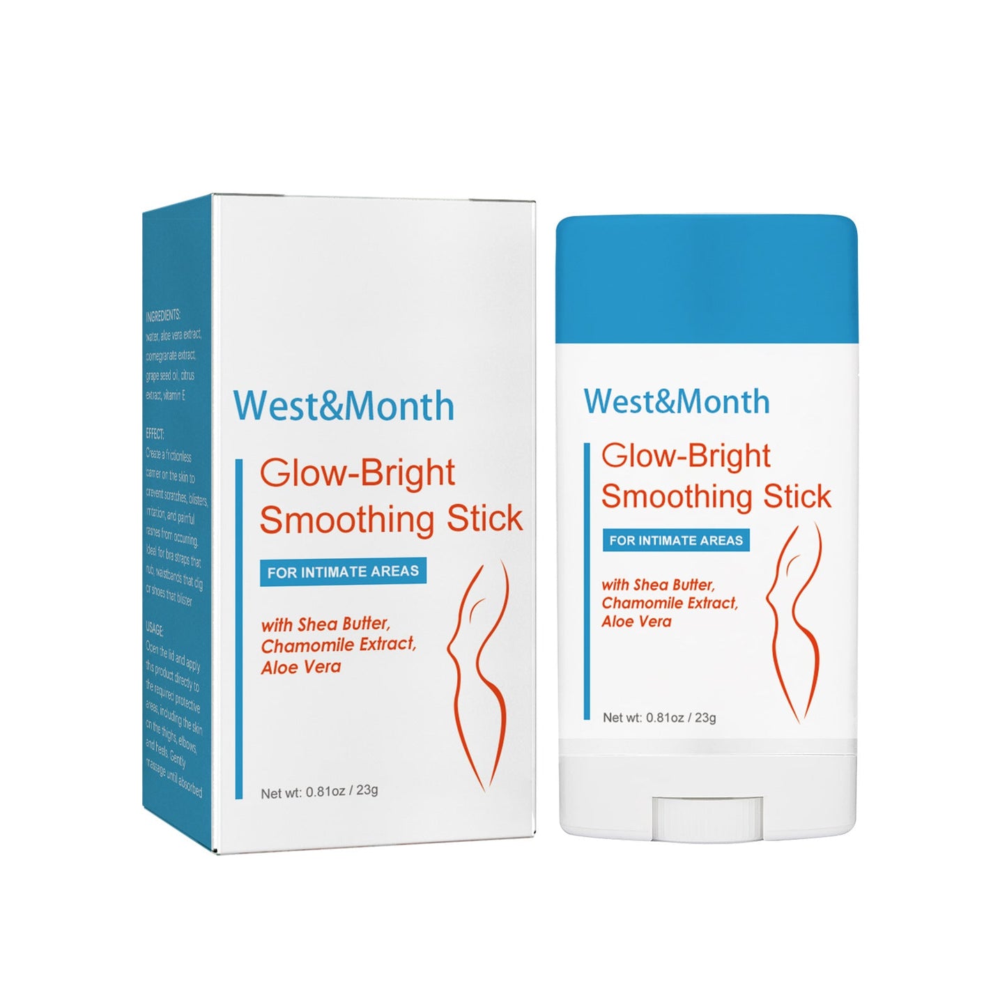 West&amp;Month Body Whitening Stick បំបាត់ស្នាមខ្មៅក្រោមក្លៀក ស្នាមអុចខ្មៅ ធ្វើអោយស្បែកភ្លឺថ្លា ផ្តល់សំណើម និងផ្តល់សំណើមដល់ស្បែក 