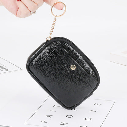 Korean women's coin purse shell small wallet simple card holder soft leather key bag mini handbag zipper coin bag 