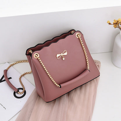 Small bag women 2024 autumn and winter new bow handbag Korean style simple casual fashion shoulder messenger bag 