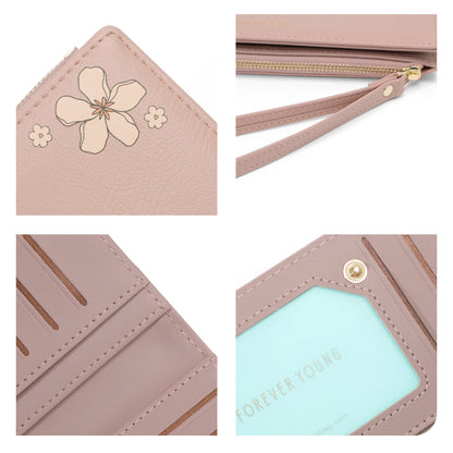 forever young ladies long wallet two-fold zipper printed wallet multi-function cross-border pu clutch 