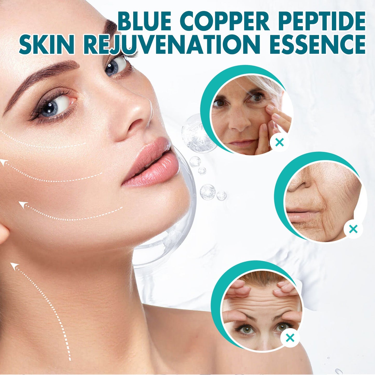 EELHOE Blue Copper Peptide Facial Capsule Essence Firms Skin Brightens Skin Refreshing Skin Care Facial Essence 