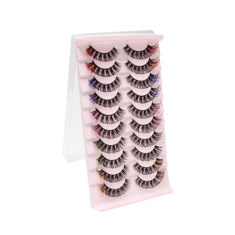 DINGSEN colored eyelashes stable cross-border supply 10 pairs of DD volume false eyelashes set natural thick eyelashes