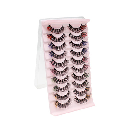 DINGSEN colored eyelashes stable cross-border supply 10 pairs of DD volume false eyelashes set natural thick eyelashes