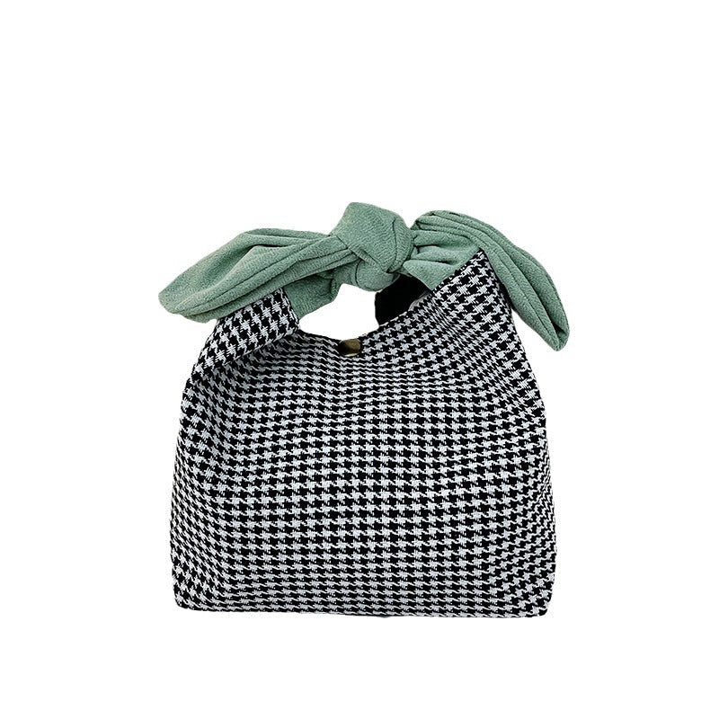 កាបូប bento បែបជប៉ុន houndstooth គំរូសេះបង្កង់ រចនាម៉ូដបែបកូរ៉េ កាបូបក្ដាប់ដែលមានសមត្ថភាពធំ និងអាចប្រើប្រាស់បានច្រើនយ៉ាង 