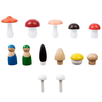 Cross-border children's wooden baby enlightenment early education cognitive color matching simulation forest mushroom picking educational toys