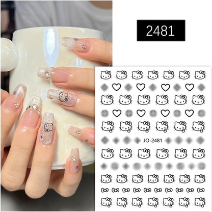 Nail stickers cute cartoon KT cat head star love Hello Kitty Kitty adhesive stickers nail decals wholesale