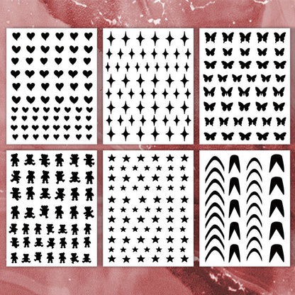 Nail art spray painting stickers airbrush hollow template stickers French smile line love butterfly star spray painting nail stickers