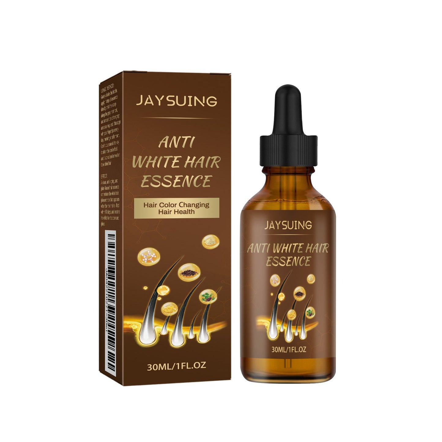 Jaysuing Anti-Grey Hair Essence ម៉ាស្សាស្បែកក្បាល ផ្តល់សំណើមដល់សក់ បណ្តុះសក់ Essence Black Hair Essence 