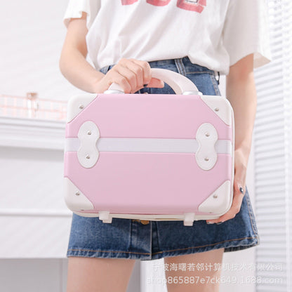 Retro mini suitcase 14 inch makeup box wedding dowry travel small box cosmetic bag boarding suitcase female 