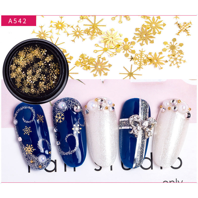 Zhifei nail accessories Christmas snowflake sequins mixed 9 metal snowflake computer chips colorful hollow metal sequins