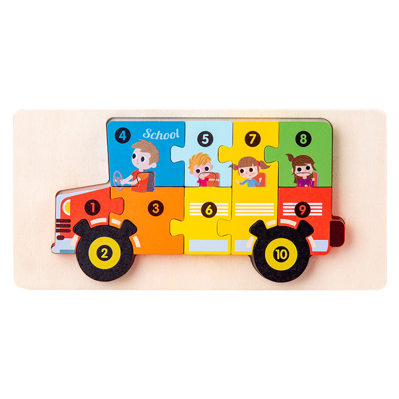 Wooden early education cognitive children's educational toys building blocks animal transportation shape matching 3d three-dimensional puzzle wholesale