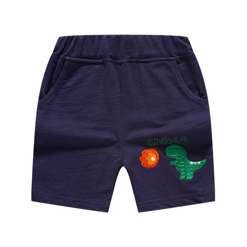 New Korean style summer children's shorts cartoon dinosaur embroidered pants boys' shorts one piece children's clothing wholesale