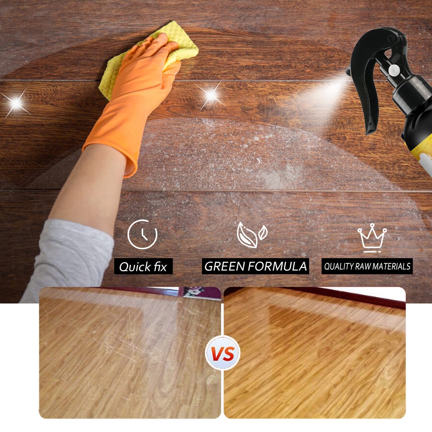 Jaysuing Beeswax Wood Polishing Spray Furniture Floor Polishing Care Scratch Renovation Care Spray 