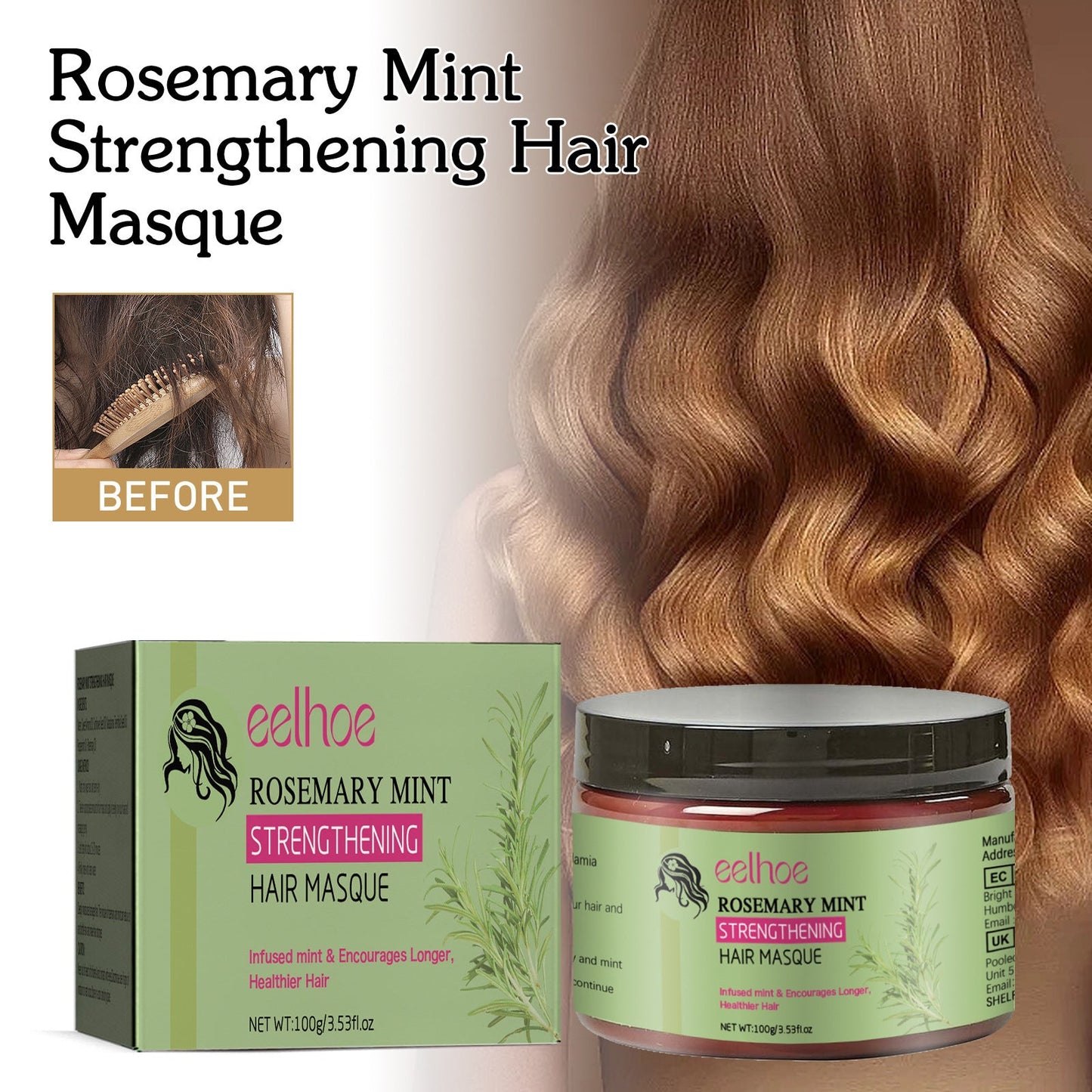 EELHOE rosemary hair mask ចិញ្ចឹមយ៉ាងជ្រៅ និងធ្វើអោយសក់ទន់រលោង ជួសជុលសក់ស្ងួត សក់សំពោង 