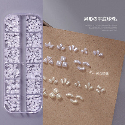 Nail art diamond jewelry wholesale net red five petal flower mixed flat bottom aurora resin bow rivet camellia flower diamond