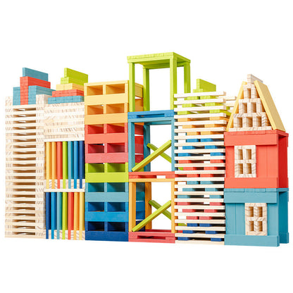 Wooden dominoes stacking children's educational building balance stacking wooden building blocks early education toys 