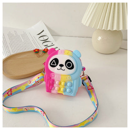 Cartoon Little Panda Baby Coin Purse Bubble Silicone Children's Messenger Bag Color Lollipop Children's Bag Wholesale