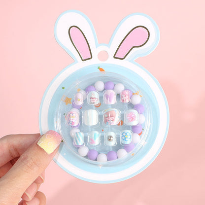 Children's nail stickers girls nail stickers nail stickers self-adhesive jelly glue false nails finished nail stickers cartoon wearable nails