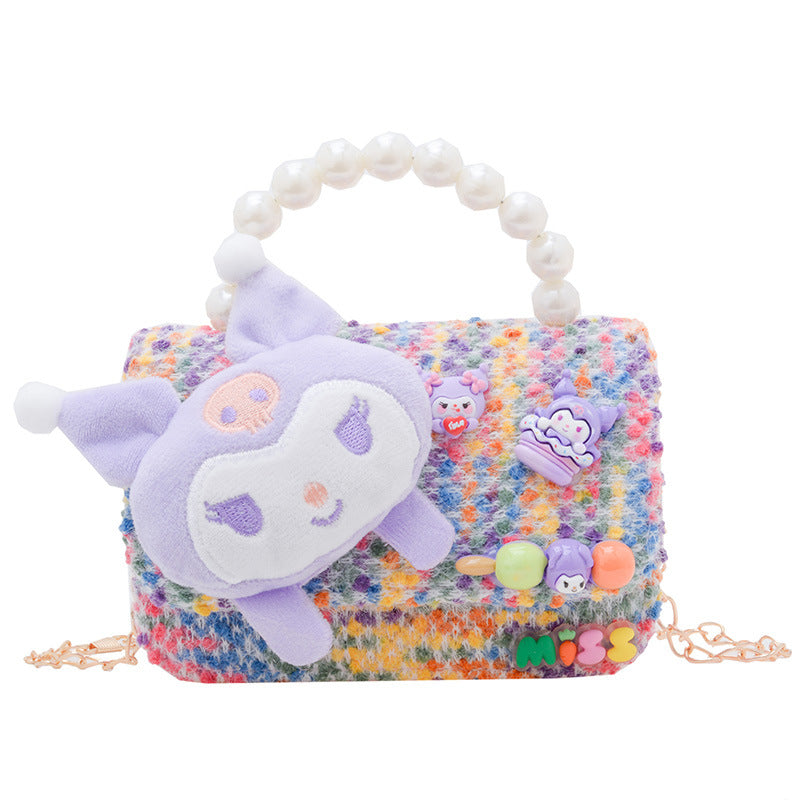 New exquisite children's bag fashionable girl chain shoulder crossbody bag trendy princess style handbag small square bag 