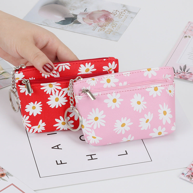 Korean style small fresh coin purse small daisy coin bag zipper mini bag female card bag key bag manufacturer wholesale 