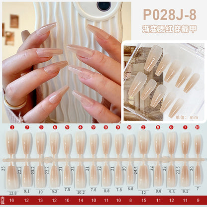 Nail polish spray semi-finished nail piece blush gradient nail polish spray painting hand-wearing long T-shirt fake nail piece